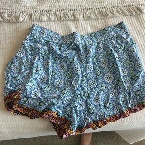 Anthropologie High Waist Blue Geo Print Women’s Shorts with Contrast Hem